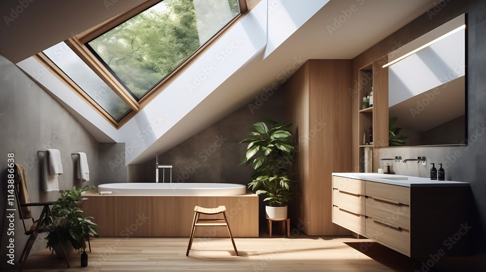 Poster a serene and bright bathroom with an emphasis on natural light and open spaces creating a calming an