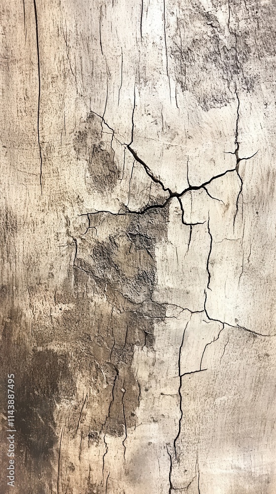 Poster close-up of aged wood grain showcasing deep cracks and natural texture in rustic setting