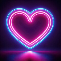 Heart-Shaped Pink Neon Light on Dark Brick Wall
