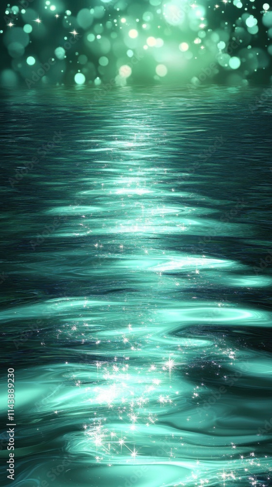Poster Sparkling light reflections on water's surface create an enchanting abstract atmosphere
