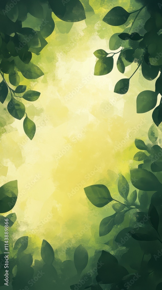 Poster Abstract portrayal of light filtering through foliage on a summer day in a serene natural setting