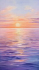 Obraz premium Gentle breeze creating ripples on a serene ocean at sunset with vibrant colors reflecting on the water