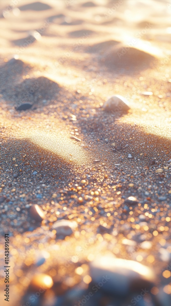 Poster intricate patterns of golden desert sand illuminated by sunlight at dusk