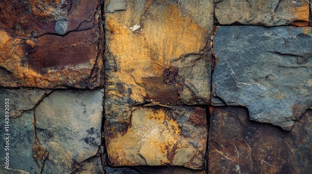 Poster textured slate tiles showcasing earthy tones in a rustic design
