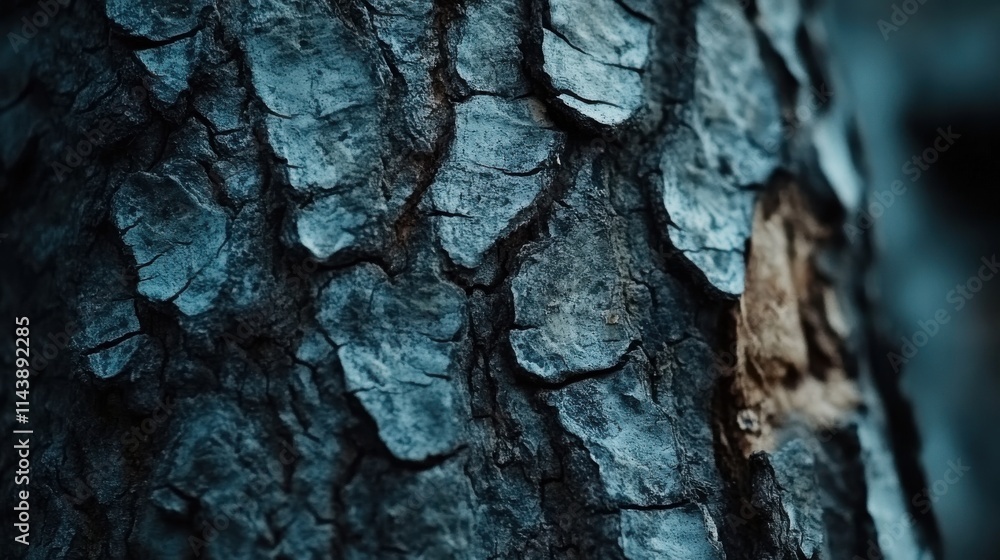 Poster textured close-up of the rugged bark on an ancient tree captured in soft natural light