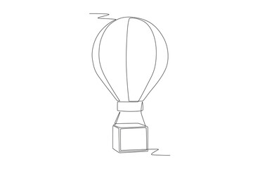 Hot air balloon concept one-line drawing