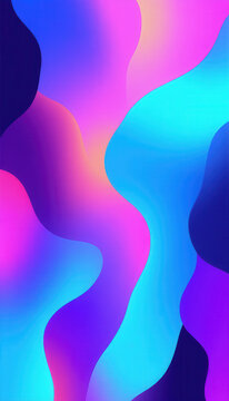 Colorful Abstract Fluid Gradient Wavy Shapes in Blues and Pinks