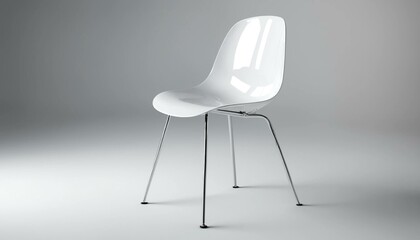 Modern White Plastic Chair Against a Neutral Background