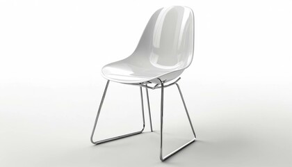 Sleek White Plastic Chair with Chrome Legs