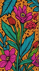 Fototapeta premium Vibrant Pop Art Floral Composition