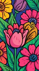 Obraz premium Vibrant Pop Art Flower Composition