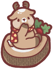 Yule log cake slice - reindeer