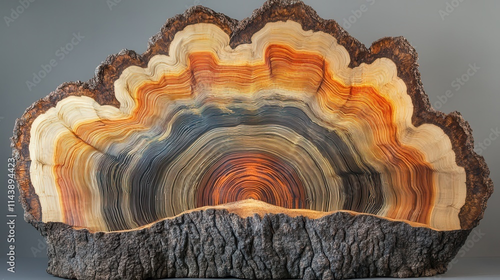 Poster Intricate cross-section of a tree showing unique patterns and textures in natural wood grain