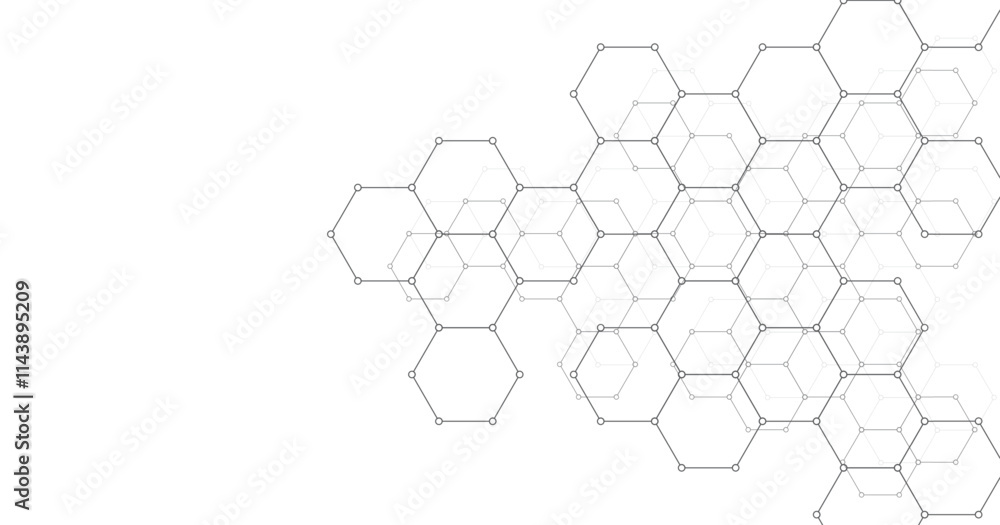 Poster hexagon geometric on a white background. geometric abstract background with simple hexagon elements.