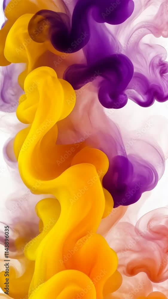 Poster vibrant swirls of yellow and purple smoke create a mesmerizing visual display in an abstract composi