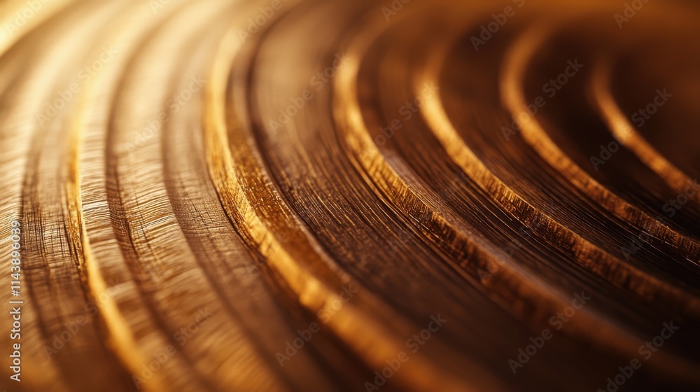 Aufkleber capturing the intricate patterns of aging wood rings in a macro shot revealing texture and detail