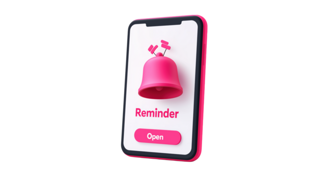 Colorful Reminder Notification on Smartphone Screen with Bell Icon