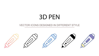 3D Pen icon design with white background stock illustration