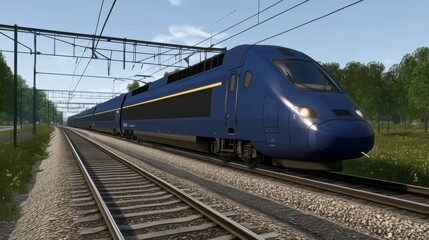Naklejka premium High-Speed Train on European Tracks: A Modern Transportation Marvel