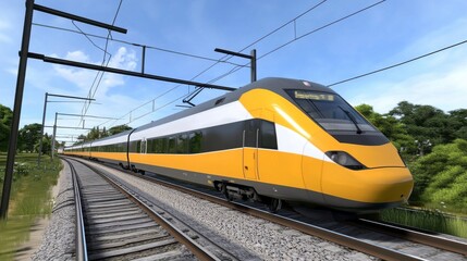 Fototapeta premium Modern High-Speed Train: A Glimpse into the Future of Rail Travel