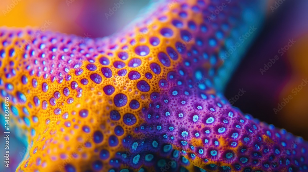 Aufkleber vivid macro details of a colorful starfish showcasing its vibrant texture and unique patterns