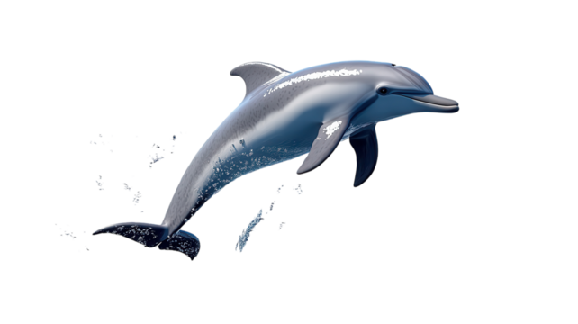 A Playful Dolphin Jumping Out of the Water - A Great Image for Oceanic Themed Projects, Advertisements, and Educational Use.