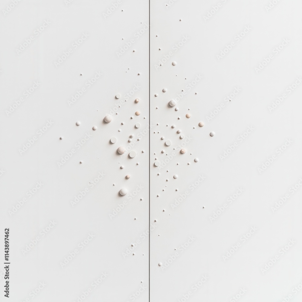 Aufkleber abstract composition of white globules on minimalist background creating depth and texture in artist