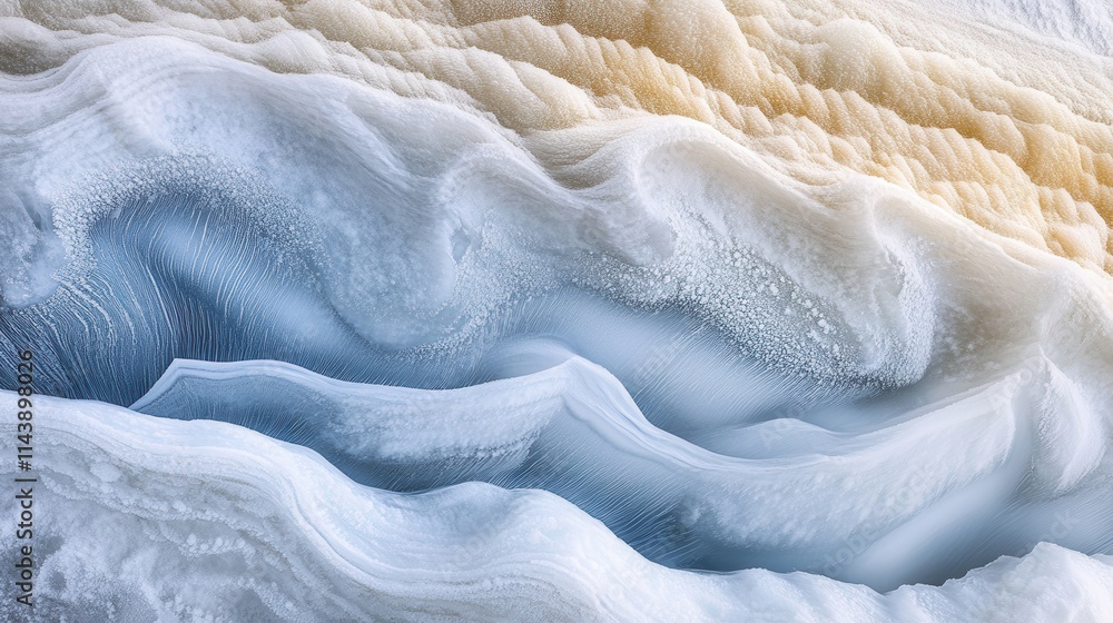 Aufkleber Frozen textures of a winter landscape showcasing intricate ice formations with layers of snow and frost