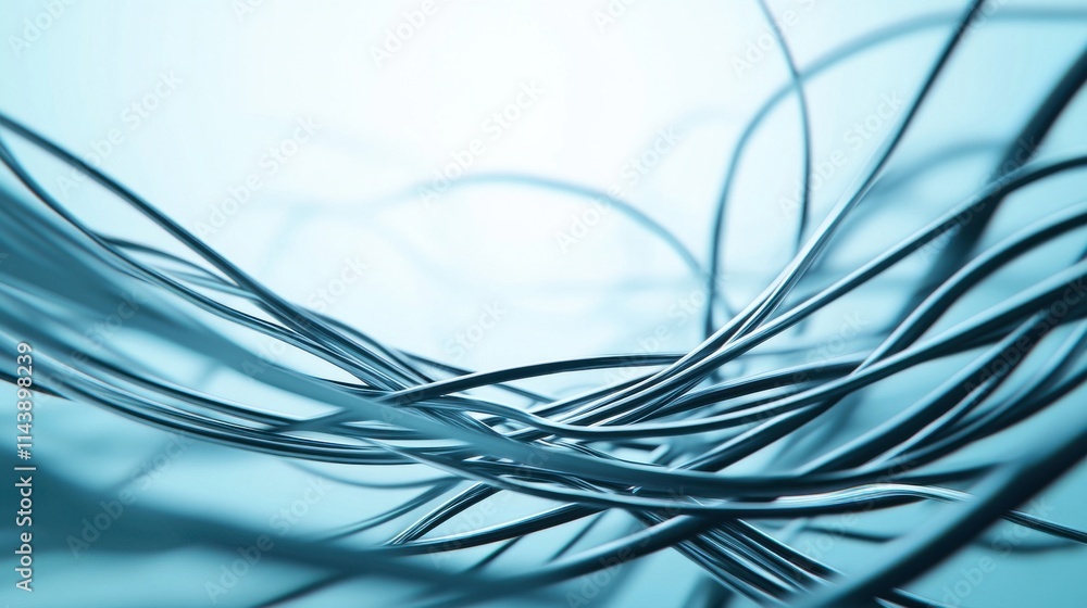Aufkleber abstract digital background with curving lines and fluid forms in shades of blue, creating a sense o