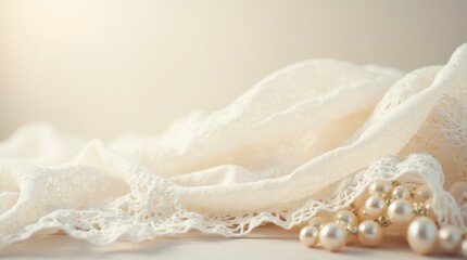 Delicate White Lace and Pearl Beads: Vintage Elegance