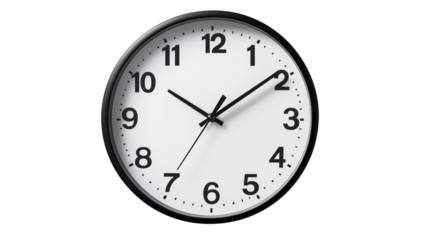 Elegant Wall Clock on transparent Background for Office