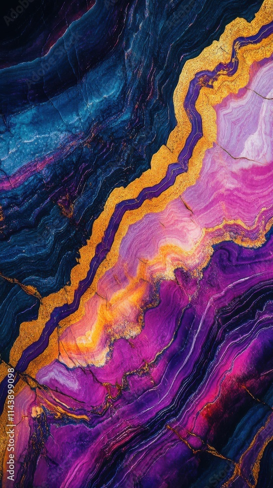 Poster vibrant macro view of a colorful marble surface showcasing rich hues and intricate veining patterns