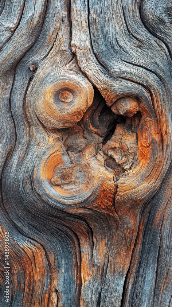 Poster weathered wood showcasing intricate patterns and textures in natural aging process