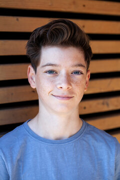 Portrait of smiling boy with freckles