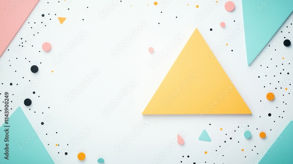 Poster colorful geometric shapes with triangles and circles on a bright background for creative projects an