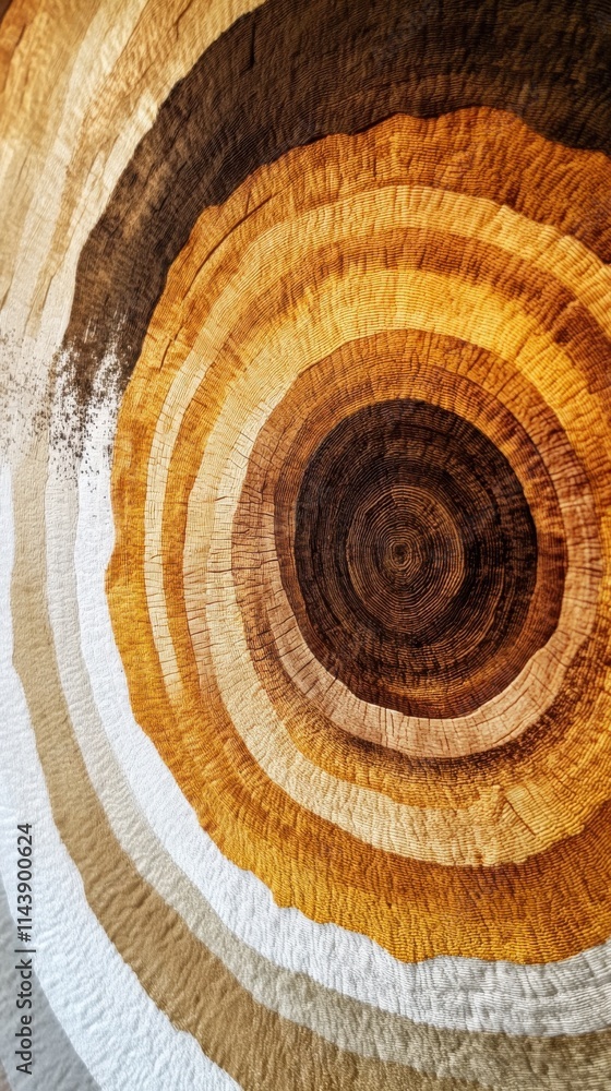 Poster close-up view of wood growth rings revealing intricate patterns and natural textures from tree life 