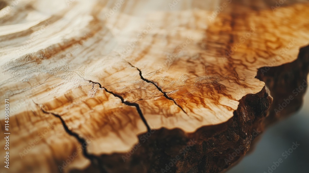 Poster Textured wood surface showcasing intricate patterns and fine details illuminated in natural light