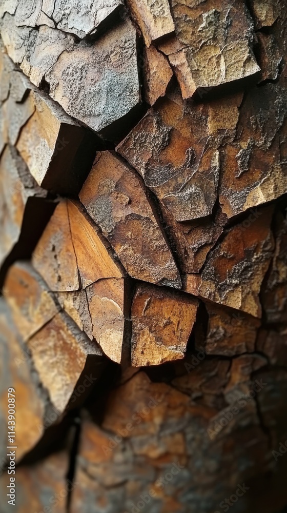 Poster Close-up view of intricate and textured patterns in weathered wood showcasing natural artistry and rich colors