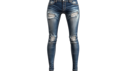 Stylish Pair of Distressed Skinny Jeans Perfect for Casual Outfits and Fashion-forward Looks with a Trendy Touch.