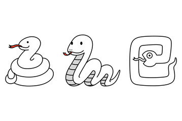 白へびセット　年賀状素材