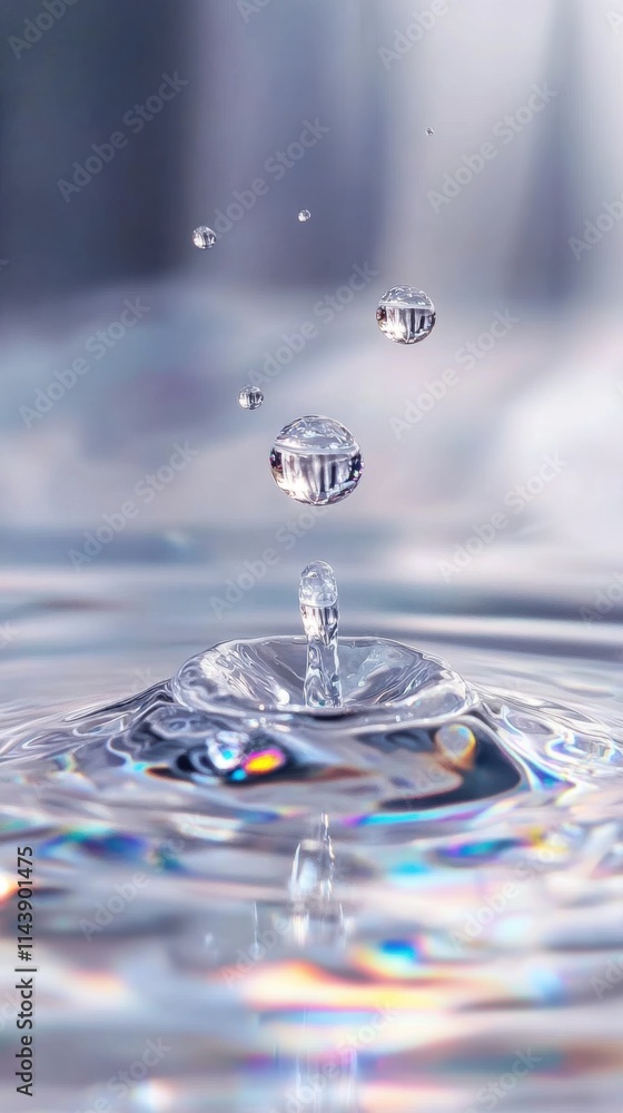 Leinwandbilder close-up view of a water droplet splashing into a reflective surface, showcasing ripples and reflect