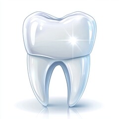 Shiny White Tooth with Glossy Finish on a Light Background, Symbolizing Dental Health, Oral Care, and Hygienic Practices for a Bright Smile