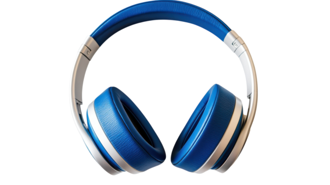 Sleek Blue and Silver Headphones Perfect for Music Lovers and Audiophiles Seeking Style and Quality. - Powered by Adobe