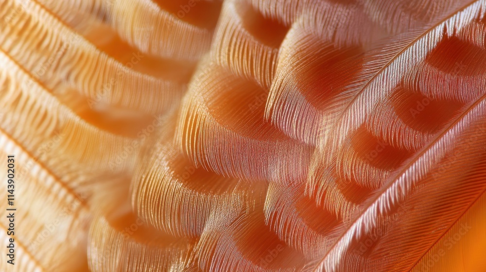 Aufkleber extreme close-up of a feather revealing intricate patterns and textures in warm tones
