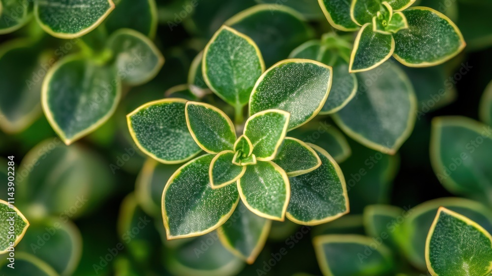 Poster close-up view of a jade plant leaf displaying unique texture and vibrant green color in bright dayli