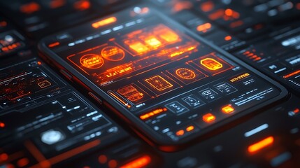 Fototapeta premium Analyzing digital trends technology infographic modern close-up