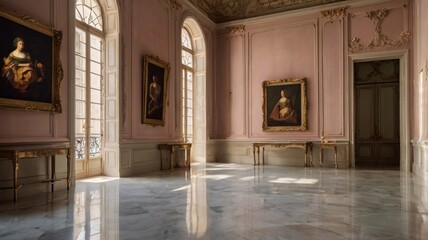 Fototapeta premium Opulent Rococo Ballroom with Gilded Decor and Marble Elegance V4