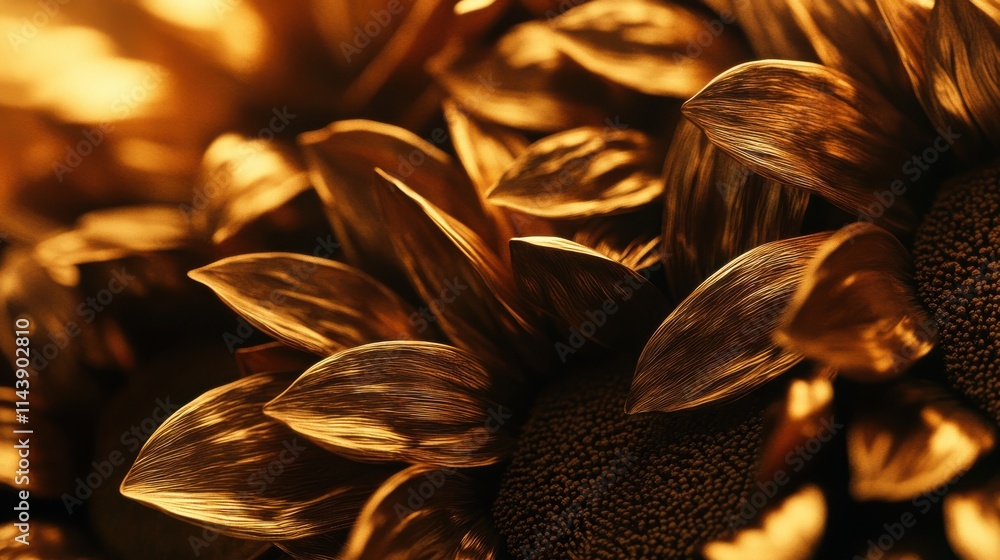 Poster detailed close-up view of summer sunflower seeds capturing their unique texture and color in natural