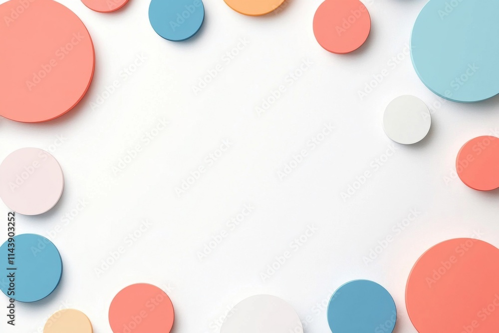 Poster colorful geometric shapes on a white background forming an abstract frame for creative and modern de