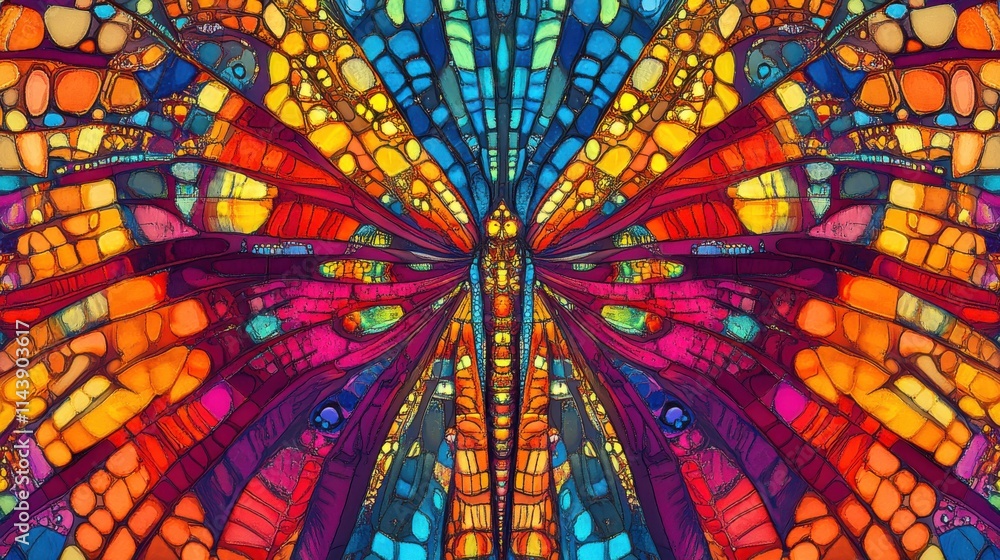 Aufkleber vibrant close-up of intricate color patterns resembling butterfly wings captured in striking detail 